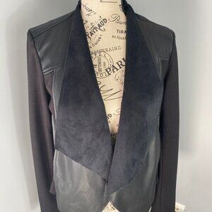 Drape Front Faux Leather Jacket